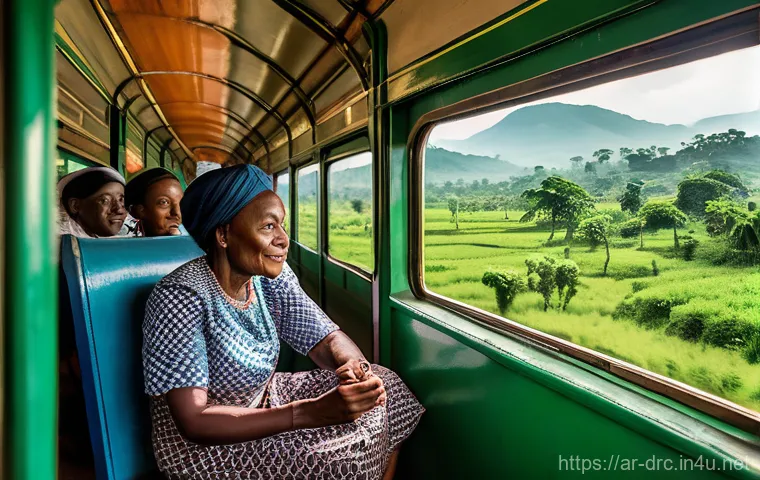 콩고 내 이동 수단 가이드 - A serene and picturesque view of a large ferry gracefully crossing the wide expanse of the Congo Riv...