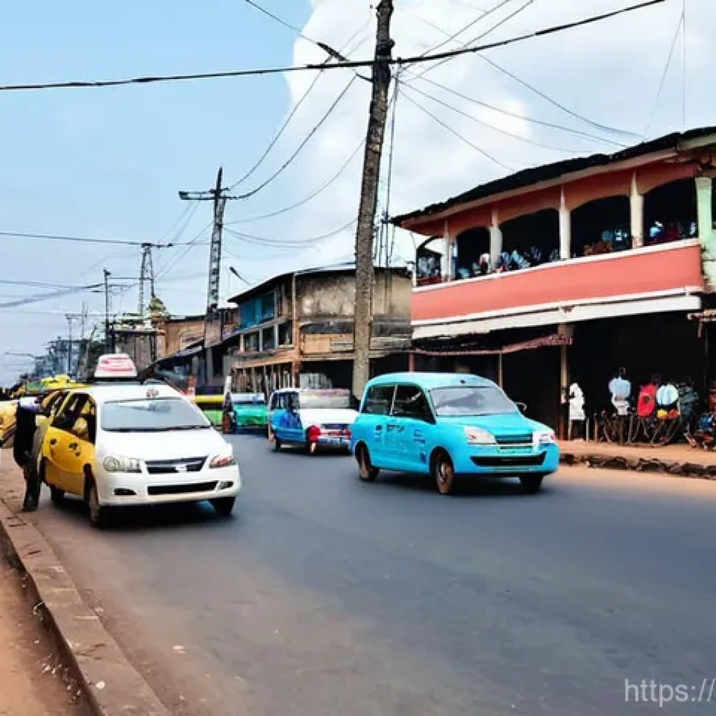 콩고에서의 대중교통 사용법 - **Prompt 1: Bustling Kinshasa Street Life with Motorbikes and Shared Taxis**
    "A vibrant and ener...