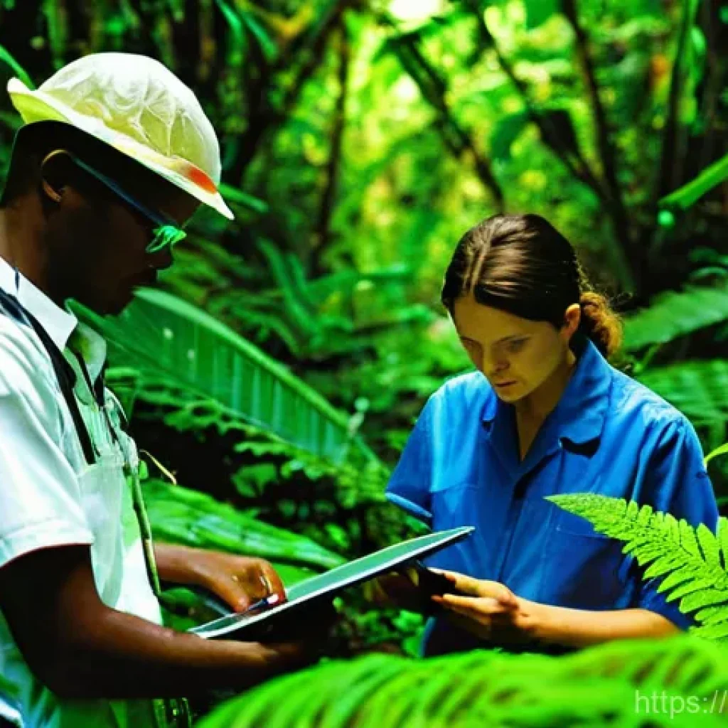 콩고 국립공원의 생물 연구 - **Prompt Title:** Scientific Exploration in the Heart of the Congo Rainforest
**Image Prompt:** ...