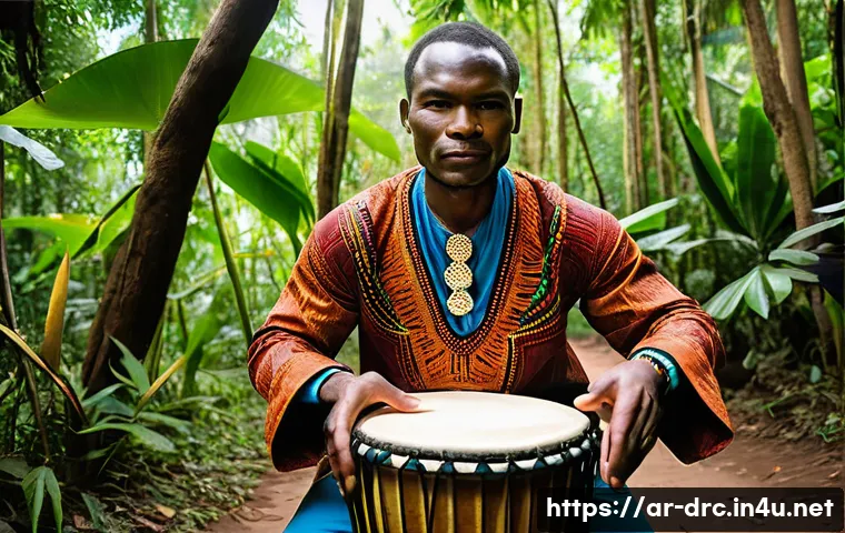 콩고 전통 악기 종류 - **Prompt for Dindandanga Drummer:**
    "A powerful, medium shot of a Congolese man in his late 30s,...