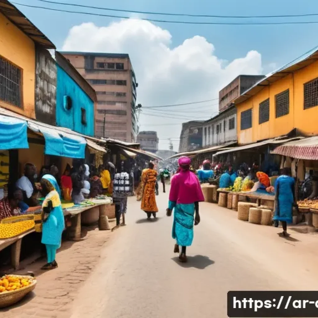 콩고 민주 공화국 가는 방법 - A vibrant street scene in Kinshasa, Democratic Republic of Congo, showcasing a bustling local market...